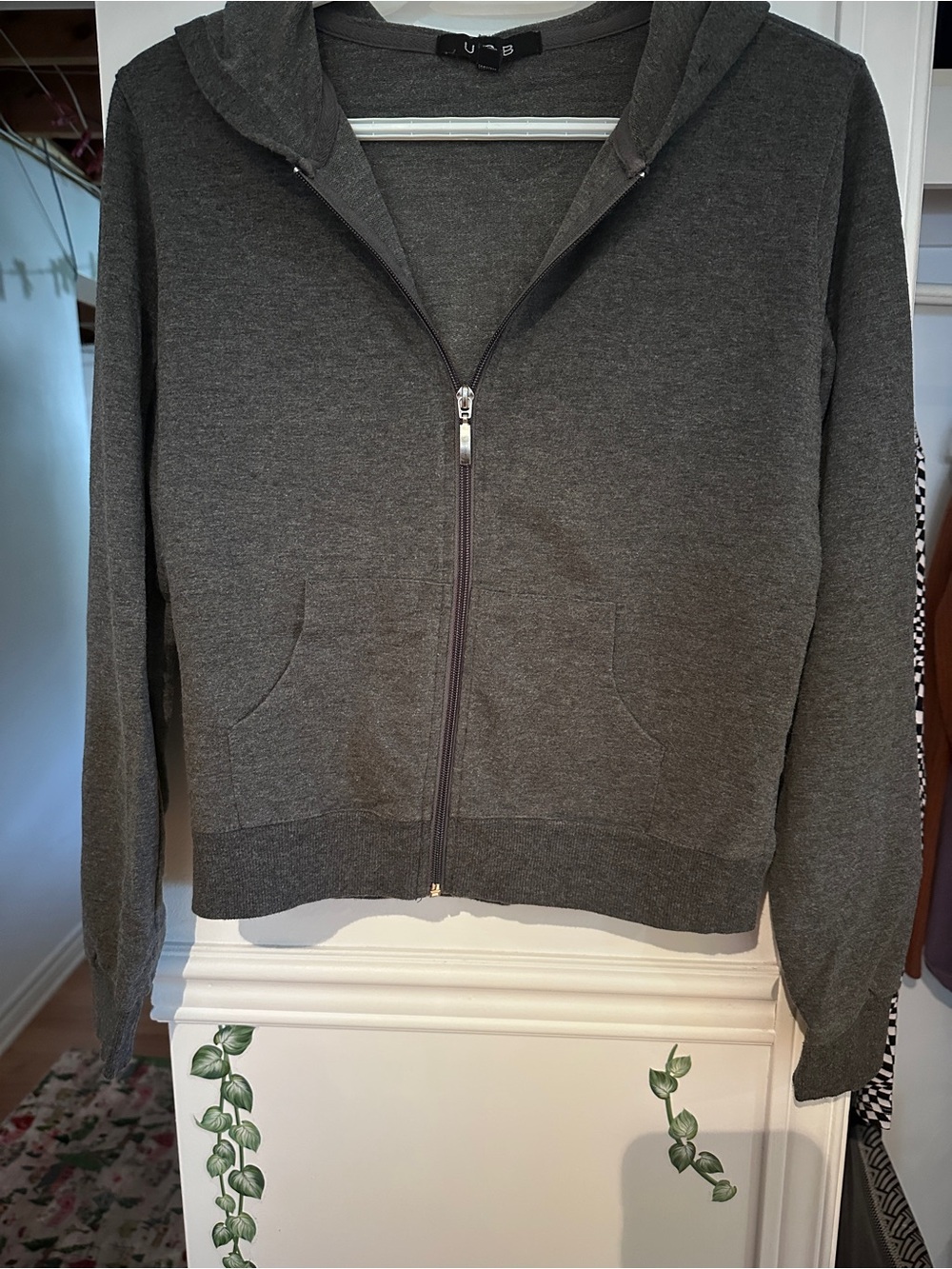 Charcoal Gray Zip Hoodie Sweatshirt